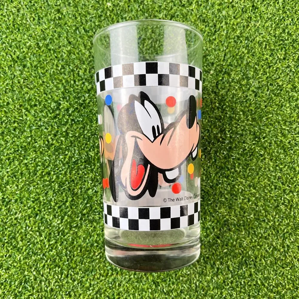 Vintage Anchor Hocking Walt Disney Company Goofy Checkerboard Drinking Glass